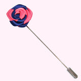 Bassin and Brown Two Colour Rose Jacket Lapel Pin -  Navy and Pink