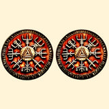 Bassin and Brown Viking  Symbol Cufflinks - Burnt Orange and Antique Silver