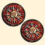 Bassin and Brown Viking  Symbol Cufflinks - Burnt Orange and Antique Silver