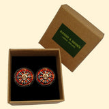 Bassin and Brown Viking  Symbol Cufflinks - Burnt Orange and Antique Silver