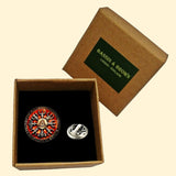 Bassin and Brown Viking Norse Symbol Lapel Pin - Burnt Orange and Antique Silver