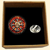 Bassin and Brown Viking Norse Symbol Lapel Pin - Burnt Orange and Antique Silver