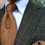 Bassin and Brown Viking Norse Symbol Lapel Pin - Burnt Orange and Antique Silver