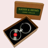 Bassin and Brown Vinyl Disc Keyring - Red and Black