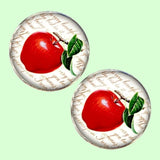 Bassin and Brown Apple Fruit Cufflinks - Red, White and Green