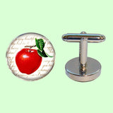 Bassin and Brown Apple Fruit Cufflinks - Red, White and Green