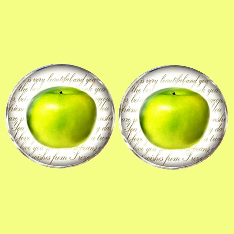 Bassin and Brown Apple Fruit Cufflinks - Green and White