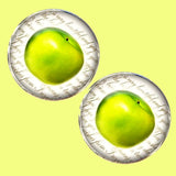 Bassin and Brown Apple Fruit Cufflinks - Green and White