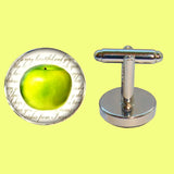 Bassin and Brown Apple Fruit Cufflinks - Green and White