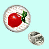 Bassin and Brown Apple Fruit Jacket Lapel Pin - Red and White