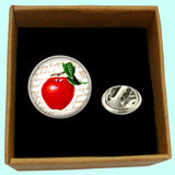 Bassin and Brown Apple Fruit Jacket Lapel Pin - Red and White