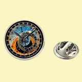 Bassin and Brown Astronomical Clock Lapel Pin  - Blue.Navy.Orange.Grey