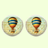 Bassin and Brown Hot Air Balloon Cufflinks - Blue, Yellow and Red