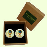Bassin and Brown Hot Air Balloon Cufflinks - Blue, Yellow and Red