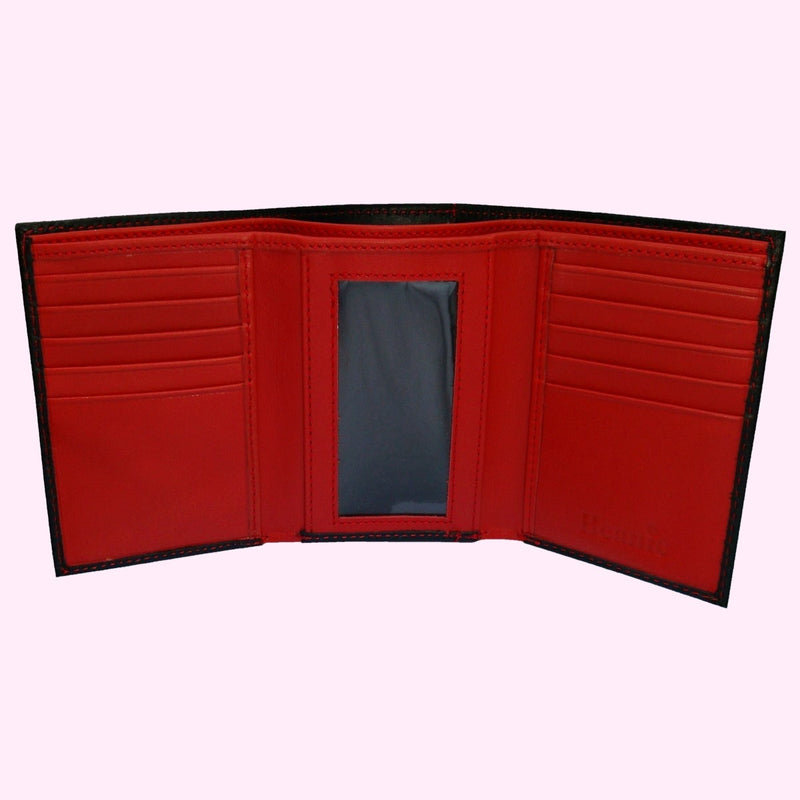 Bassin and Brown Trifold 10 Card Slot Wallet - Black and Red