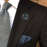 Bassin and Brown Check Floral Fabric Lapel Pin - Black and White