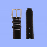 Bassin and Brown Contrasting Stitch Leather  Belt - Black