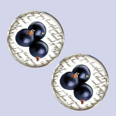 Bassin and Brown Blackcurrant Fruit Cufflinks - Purple and White