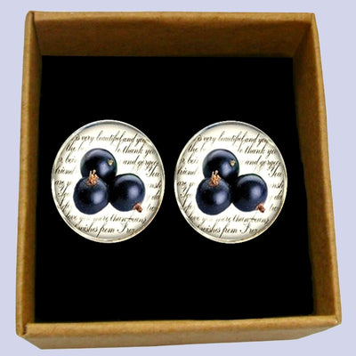 Bassin and Brown Blackcurrant Fruit Cufflinks - Purple and White