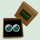 Bassin and Brown - Bohemian Swirl Cufflinks - Mint, Green. and Navy