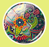 Bassin and Brown Bohemian Flower Cufflinks - Green, Navy, Orange and Red