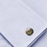 Bassin and Brown Bohemian Flower Cufflinks - Green, Navy, Orange and Red