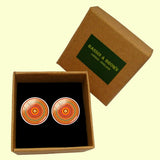 Bassin and Brown Bohemian Swirl Cufflinks - Orange, Red and Green