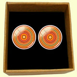 Bassin and Brown Bohemian Swirl Cufflinks - Orange, Red and Green