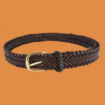 Bassin and Brown - Chocolate Brown Plaited Leather Belt (Size 32" Only)