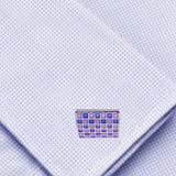 Bassin and Brown Curved Checkerboard Enamel Cufflinks - Lilac, Purple and Silver