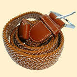 Bassin and Brown Chevron Woven Belt - Light Brown/White