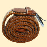 Bassin and Brown Chevron Woven Belt - Light Brown/White