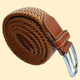 Bassin and Brown Chevron Woven Belt - Light Brown/White