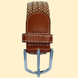 Bassin and Brown Chevron Woven Belt - Light Brown/White