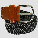Bassin and Brown Chevron Stripe Woven Belt - Black