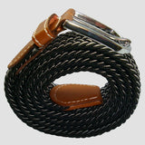 Bassin and Brown Chevron Stripe Woven Belt - Black