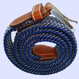 Bassin and Brown Chevron Woven Elasticated Belt - Navy and White