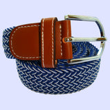 Bassin and Brown Chevron Woven Elasticated Belt - Navy and White