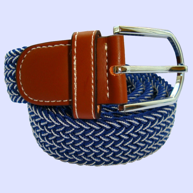 Bassin and Brown Chevron Woven Elasticated Belt - Navy and White