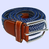 Bassin and Brown Chevron Woven Elasticated Belt - Navy and White