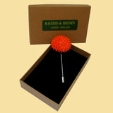 Bassin and Brown Orange Chrysanthemum Flower Jacket Lapel Pin