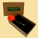 Bassin and Brown Orange Chrysanthemum Flower Jacket Lapel Pin