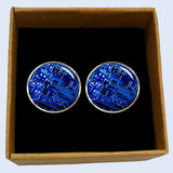 Bassin and Brown Circuit Board Cufflinks - Blue