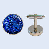 Bassin and Brown Circuit Board Cufflinks - Blue