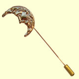 Bassin and Brown Crescent Moon Gold Lapel Pin