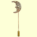 Bassin and Brown Crescent Moon Gold Lapel Pin