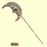 Bassin and Brown Crescent Moon Gold Lapel Pin