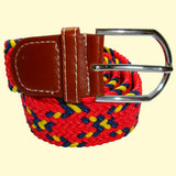 Bassin and Brown Cross Stripe Woven Fabric Elasticated Belt - Red,/Navy/Yellow