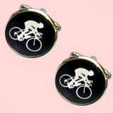 Bassin and Brown Cycling Cufflinks - Black and White