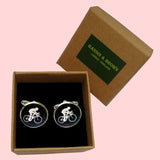 Bassin and Brown Cycling Cufflinks - Black and White